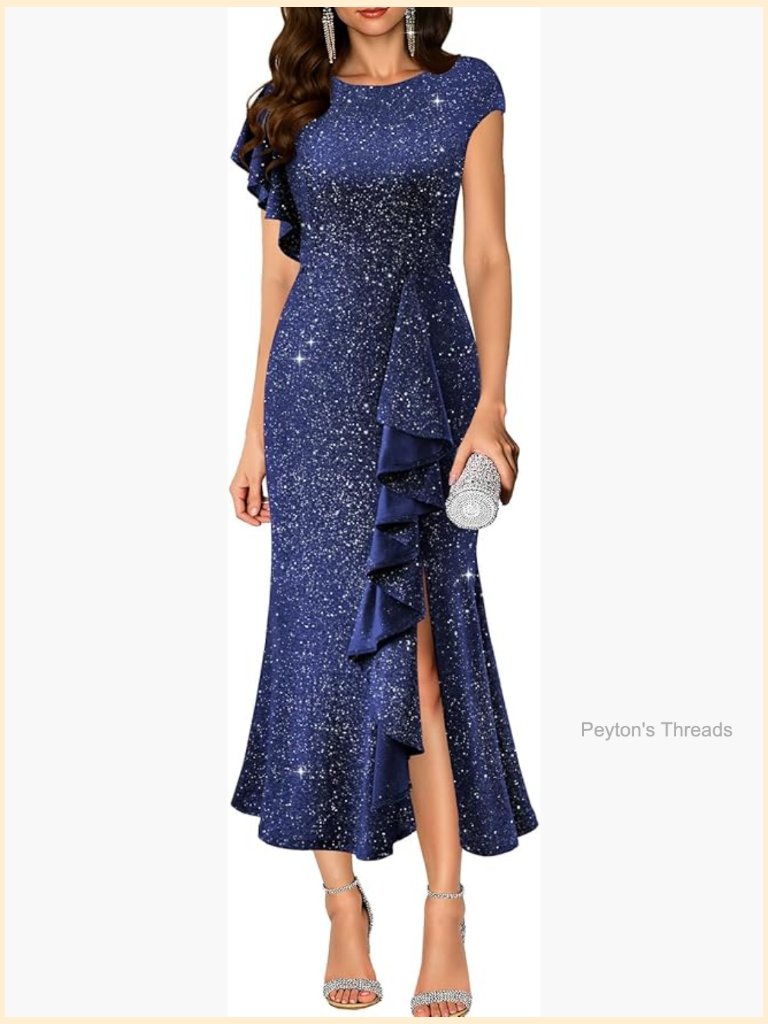 Sequin Formal Party Dress With Mermaid Silhouette Wedding Guest Cocktail Prom